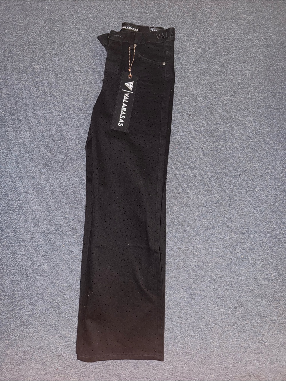 Abas Black Straight Jeans with Micro-Perforation